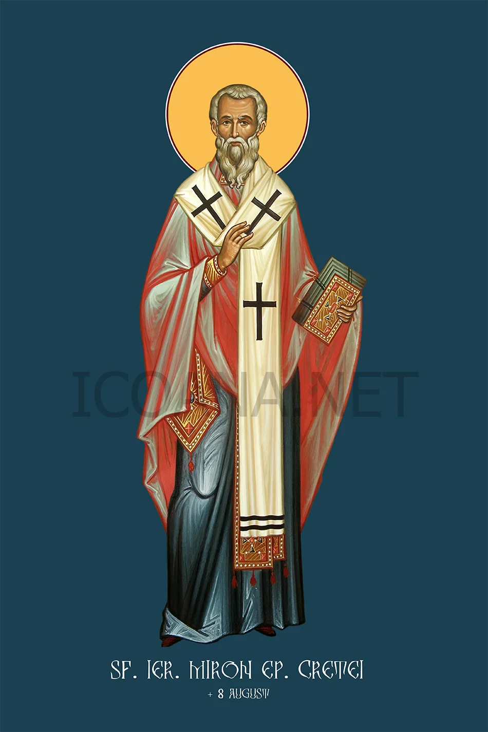 Icoana Sfântului Ierarh Miron Episcopul Cretei (în picioare)