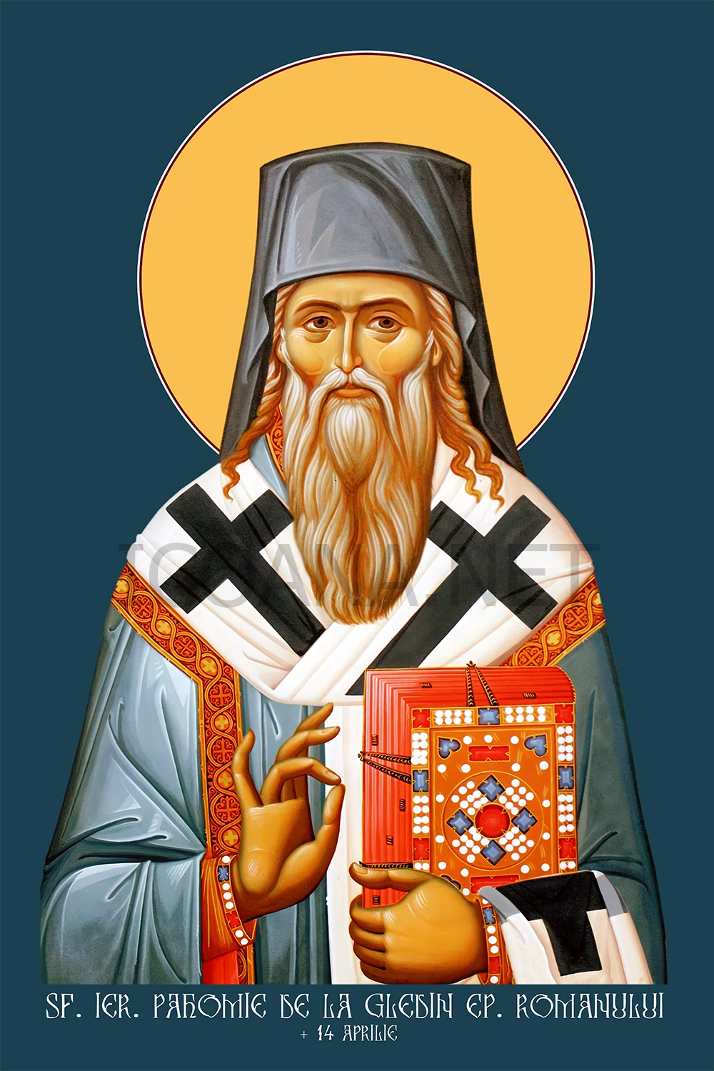 Icoana Sfântului Ierarh Pahomie de la Gledin Episcopul Romanului