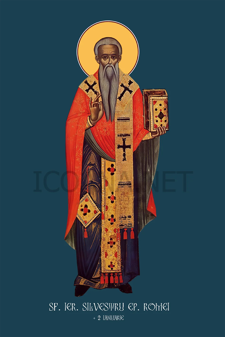 Icoana Sfântului Ierarh Silvestru, Episcopul Romei (în picioare)