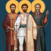 Icoana Sfinților Cuvioși Mărturisitori Visarion Sofronie și Sfântul Mucenic Oprea (în picioare)