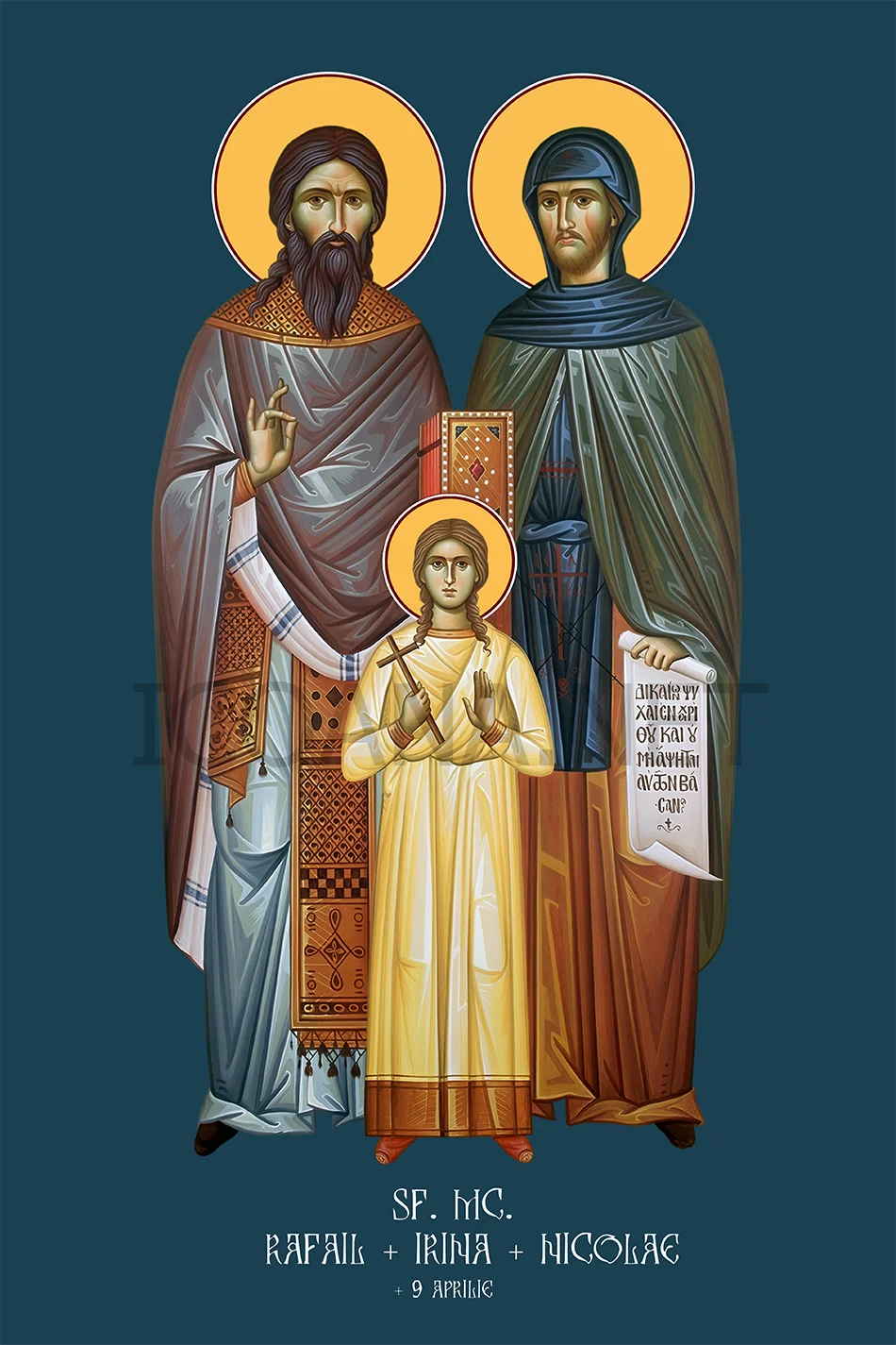 Icoana Sfinților Mucenici Rafail Nicolae și Irina (în picioare)