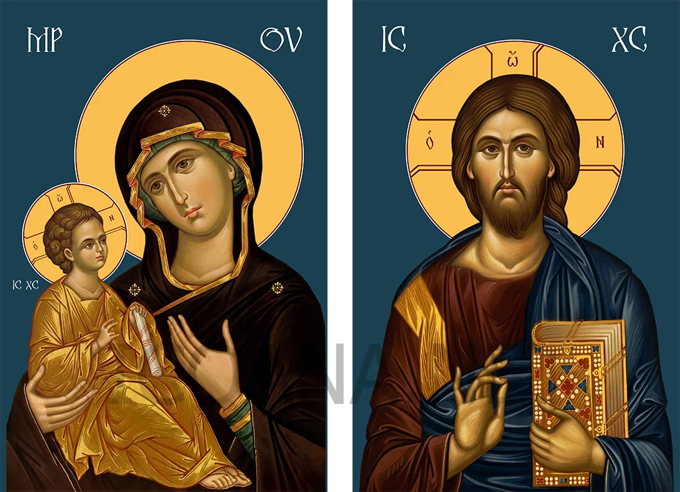 Pereche de Icoane Împărătești cu Domnul Iisus Hristos și Maica Domnului cu Pruncul - Nădejdea Noastră
